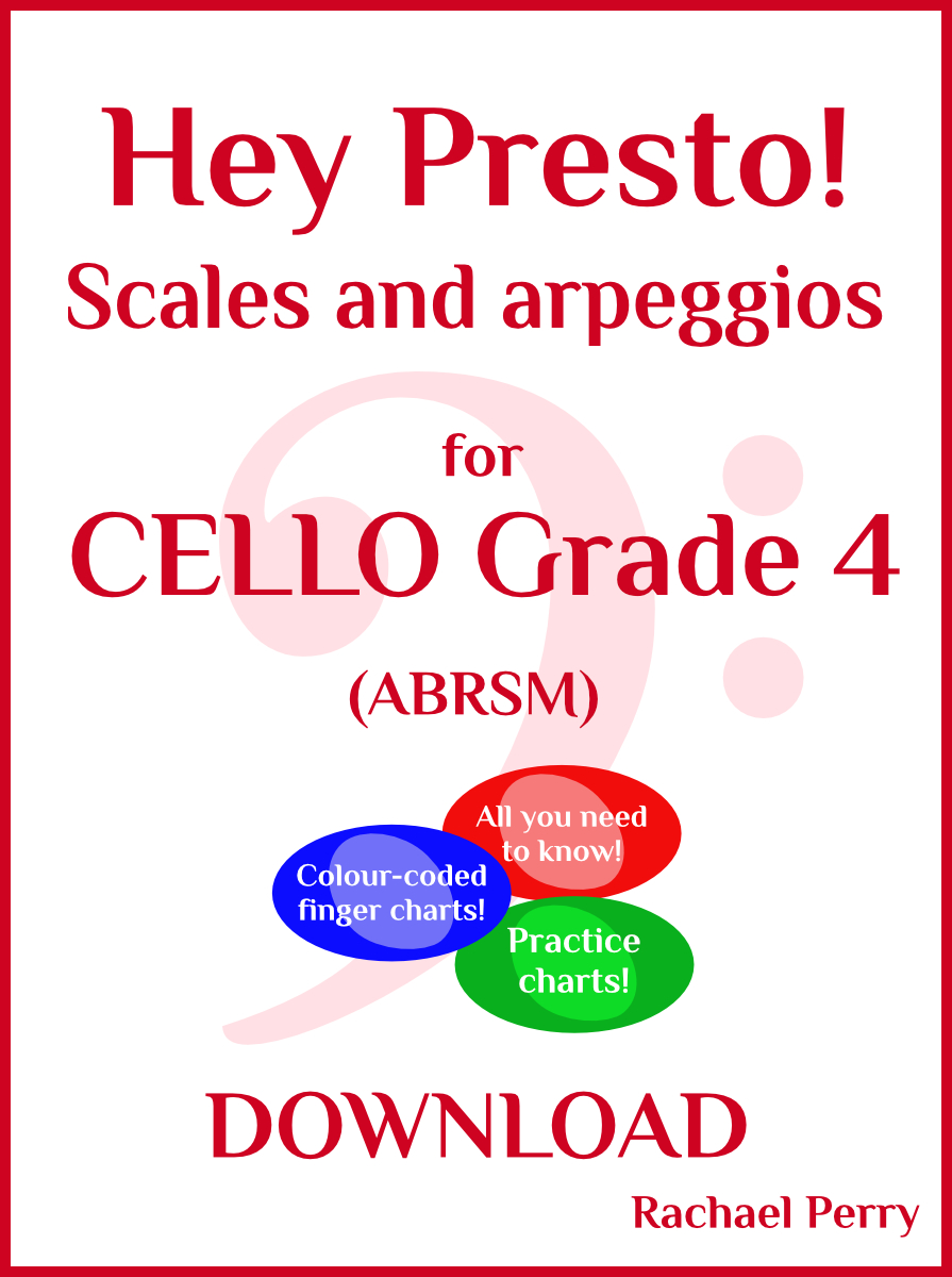 Cello Scales & Arpeggio Charts - Grade 4 (ABRSM compatible)